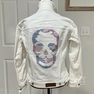 Zadig & Voltaire White Denim Jacket with back skull design. Size S